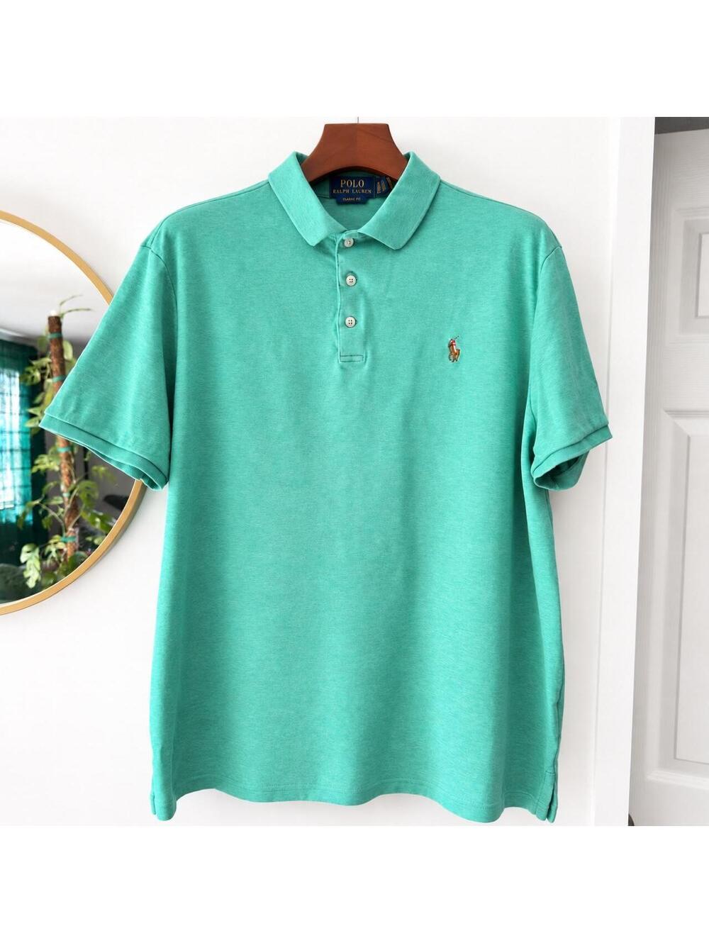 Polo Ralph Lauren Mint Blue Green Polo Shirt Soft Pima Cotton